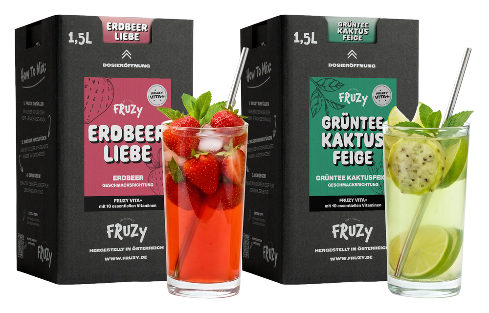 FRUZY VITA+ Probierbundle – beide Sorten mit Drinks