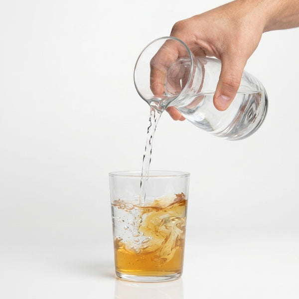 Fruzy Wasser aufgießen in Glas
