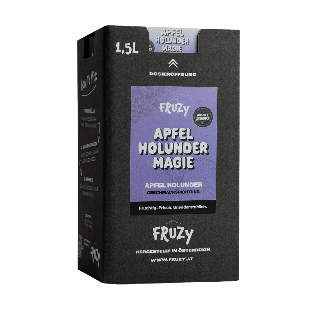 FRUZY ZERO Apfel-Holunder Magie Fruchtsirup ohne Zucker 1,5L – Einzelbox