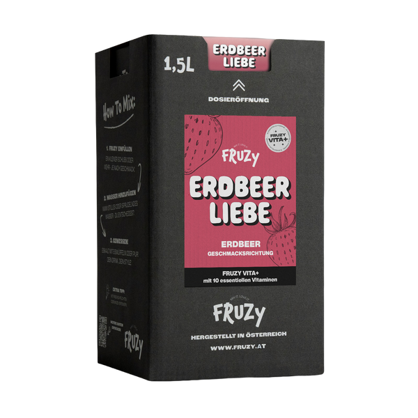 FRUZY ZERO VITA+ Erdbeer Liebe Fruchtsirup mit Vitaminen 1,5L – Einzelbox